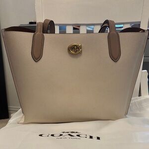 Coach Beige Leather Tote Bag